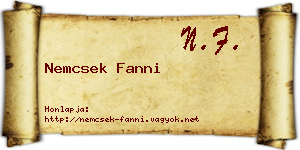 Nemcsek Fanni névjegykártya